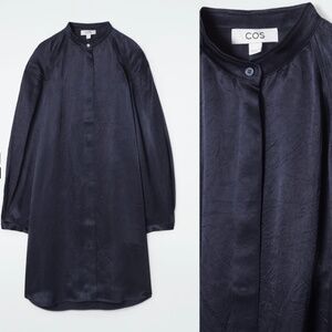 Cos Satin Midnight Blue Dress